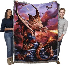 Age Of Dragons Collection Fire Dragon Blanket By Anne Stokes - Gift Fantasy - $77.99