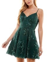 CITY STUDIOS Juniors&#39; Sequined Fit &amp; Flare Dress Bright Green Size 7 $99 - £26.90 GBP
