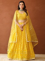 Haldi Special Yellow embroidered Georgette Sequined Embroidered Lehenga ... - $65.00