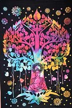 INDACORIFY Buddha Tree of Life Poster, Hippie Wall Hanging, Cotton Psychedelic P - £9.61 GBP