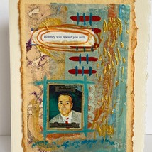 Collage Art Handmade Original Blank Greeting Card and Envelope Vintage Postage - £10.38 GBP