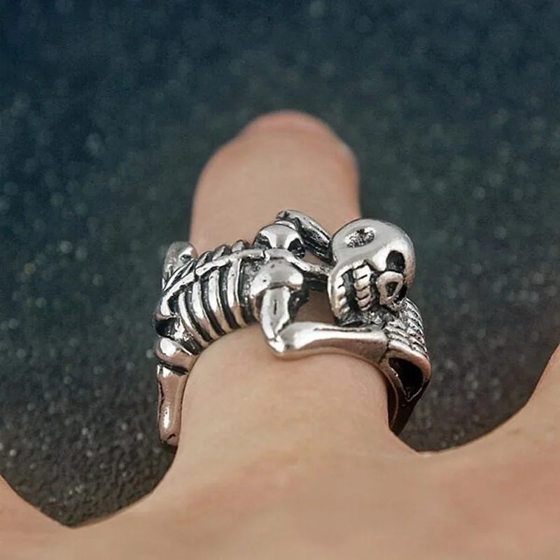 Sporting Gothic Skull Metal Rings for Women Men Fashion Simple Punk Alloy Rings  - £23.90 GBP