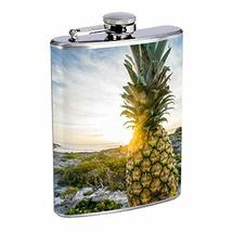 Beach Pineapple Hip Flask Stainless Steel 8 Oz Silver Drinking Whiskey Spirits E - £7.95 GBP