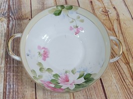 Antique Nippon Hand Painted Bowl Double Aplied Handles Dish Moriage Pink... - $23.68