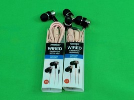 Lot of 2 PowerXcel Wired Earbuds With Mic Premium Braided 4 Feet Pink / ... - €10,82 EUR