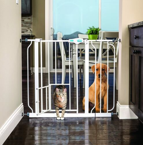 Carlson 0930PW Extra Wide Walk Through Gate with Small Pet Door 30" Tall, White - £60.97 GBP