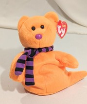 Halloween Orange Ty Beanie Baby SHIVERS Ghost Tags 2003 Plush Toy Collectible - £6.18 GBP