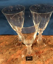 Three Vintage Mikasa Kingston Cut Crystal Frosted Stem Wine Glasses 8” lot#2 - £35.14 GBP