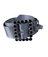 Cache Belt Gray Satin with Black Rhinestone metal Buckle  2&quot; wide New - $47.86 CAD