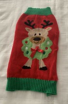 Simply Dog Reindeer Wreath Design Dog Christmas Sweater Warm Winter Wear LARGE - £9.17 GBP