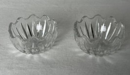 2 Vintage Clear Glass Round Bowl with Scalloped Edge Starburst Bottom  - $9.41