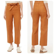 J.Crew women 4 cropped twill paper-bag pant cotton tie-waist stretch wid... - $24.00