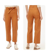 J.Crew women 4 cropped twill paper-bag pant cotton tie-waist stretch wid... - $24.00