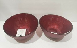 Akcam Christmas Red Glitter Shimmering Soup Bowl Set Of 2 - £20.56 GBP