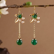 Original Handmade Earrings Green Retro Earrings New Korean Fashion Simple Jewelr - £13.23 GBP