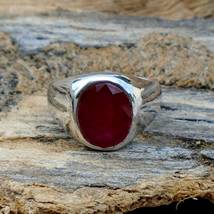 Natural Pink Ruby Oval Gemstone Solid Sterling Silver Handmade Men Ring - £46.58 GBP