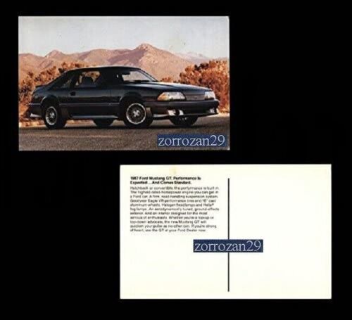 1987 FORD MUSTANG GT VINTAGE FACTORY FARBE POSTKARTE – USA – TOLLES... - $7.48
