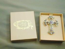 Gorgeous Kirks Folly AB Rhinestone Cross Pin Pendant Shades Purple NIB - £55.94 GBP