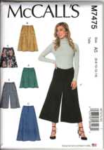 McCall&#39;s M7475 Misses 6 to 14 Skirts, Shorts and Culottes Sewing Pattern... - $14.81