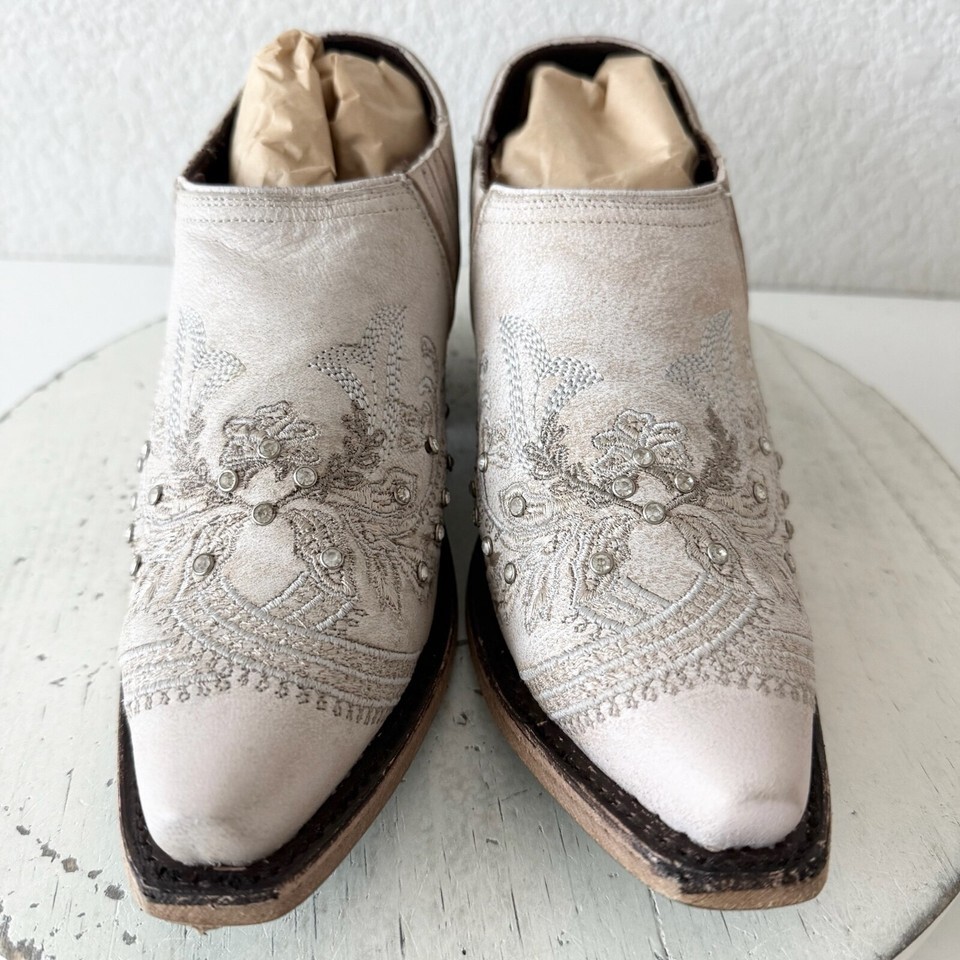 NEW Lane Santorini Cowboy Booties Womens 5 White Short Cowgirl Boots Snip Toe Item image 5