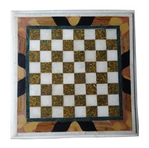 18&quot;x18&quot; White Coffee Marble Table Top Chess Mosaic Home Garden Decorative Arts - £363.34 GBP