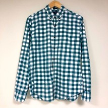 J CREW Men Button Down Shirt Medium Slim Fit Homespun Check Buffalo Plaid picnic - £37.11 GBP