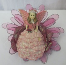 Dezine  #5830 Figurine Rose Fairy Princess w/ Silk Flower Stand 1998 Numbered - £23.97 GBP