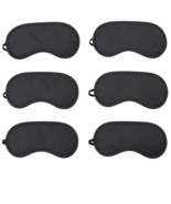 6 Pack Polyester Eye Mask Black Sleep Shade Blindfold For Travel Sleepin... - $8.90