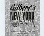 Gilbert&#39;s New York Delicatessen Restaurant Menu Preston Road Dallas Texa... - £22.15 GBP