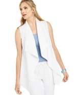 MSRP $100 Charter Club Frayed-Trim Linen-Blend Draped Vest White Size Sm... - $612.05 MXN