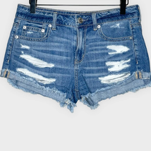 AMERICAN EAGLE distressed cutoff tomgirl shortie jean shorts size 2 - £19.29 GBP