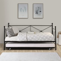 Lexicon Evita Metal Daybed With Trundle, Twin/Twin, Black - £292.40 GBP