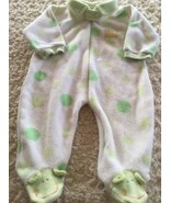 Bon Bebe Green White Polka Dots Frog Fleece Long Sleeve Pajamas 0-3 Months - $5.37 CAD