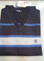 Pullover Man V Neck Cotton Blend Blue XXXL Striped White Sails Spring Classic - £38.21 GBP