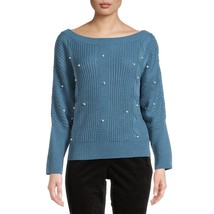 Love Trend New York Women’s Faux Pearl Trim Sweater Teal - Size Small - £12.17 GBP