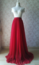 RED Tulle Maxi Skirt Women Custom Plus Size Tulle Skirt Bridesmaid Skirt Outfit