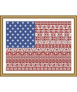 American Flag Cross Stitch Pattern Stars and Stripes Repeating Borders P... - £5.48 GBP