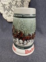 Budweiser 50th Anniversary Clydesdales Holiday Beer Stein Mug 1933-1983 - $14.85
