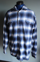 Jachs Men&#39;s Brawny Blue Plaid Flannel Long Sleeve Button-Up Shirt ~L Tal... - £22.41 GBP