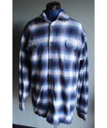 Jachs Men&#39;s Brawny Blue Plaid Flannel Long Sleeve Button-Up Shirt ~L Tal... - £21.99 GBP
