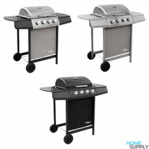 Gas BBQ Grill With 4 Burners Black Silver Barbecue Grill Cooker Steel Smoker - £165.06 GBP+