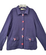 Onque Casuals Jacket Women Size L Blue Y2k Mom Long Sleeves Button Up Cl... - $11.70