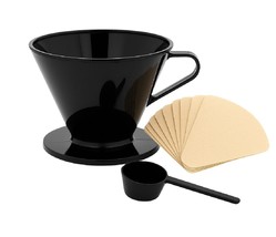 Single Cup Pour Over Coffee Dripper with Scoop &amp; 10 Filters – #2 Cone Br... - $10.84