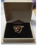 Vintage Krementz 14kt Rolled Gold Overlay Heart/Rose Brooch - $171.69 CAD