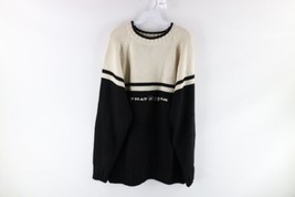 NOS Vtg Phat Farm Mens 2XL Spell Out Color Block Wool Blend Knit Sweater Black - £62.53 GBP