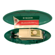 Vintage 1960&#39;s Singer Buttonholer Attachment, Green Case with manual - £11.47 GBP