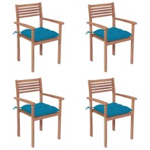 vidaXL Light Blue Teak Wood Patio Chair Set of 4 Wicker Recliner Garden - $9,070.02 MXN