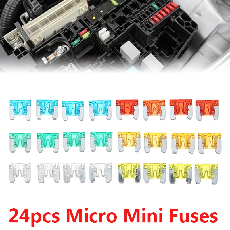 New 24pcs micro mini blade fuse auto car truck motorcycle fuses 5a 10a 15a 20a 25a thumb200