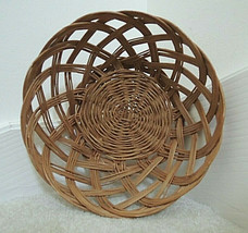 Bread Basket French Rattan in Natural Brown Tones Vtg 50s French Country Style - £32.29 GBP