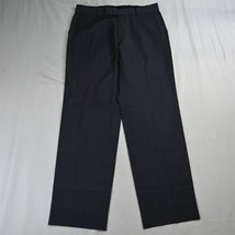 HUGO BOSS 33x32 James Brown Blue Check Straight Wool Mens Dress Pants - £20.03 GBP